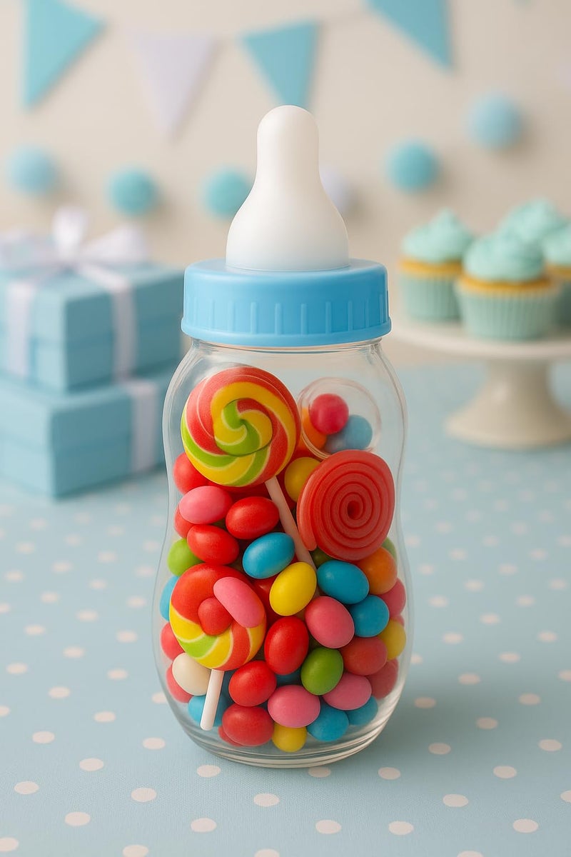 AVELLIM Plastic Baby Bottle 11" Jumbo Blue - Large Fillable Baby Shower Decoration, Gender Reveal Centerpiece, Guess How Many Game, Party Favor Holder for Candy, Trinkets, Gifts, Treats (Filled with Favors) - Image 2